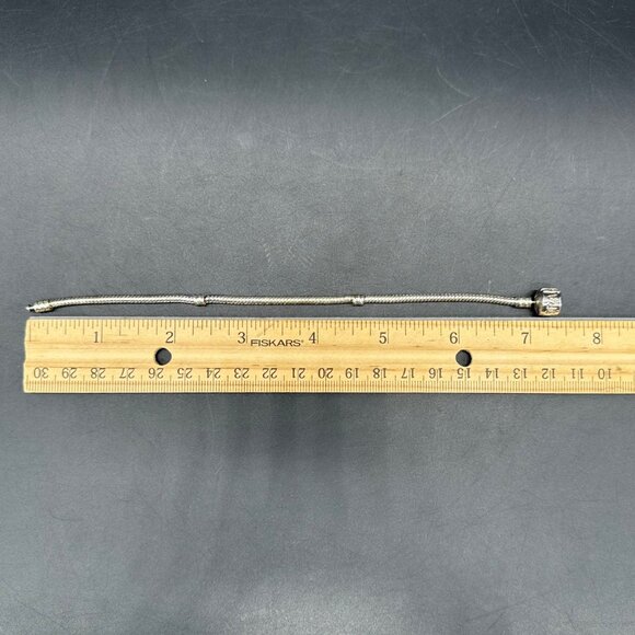 Pandora Snake Chain Bracelet Silver Tone Classic Design For Charms Beads 7 Inch - Picture 9 of 9